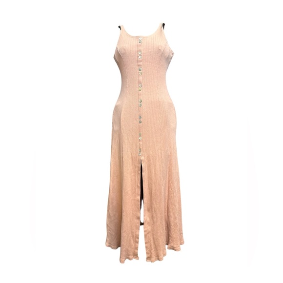 Vintage 90s salmon button up dress, small - Picture 3 of 12